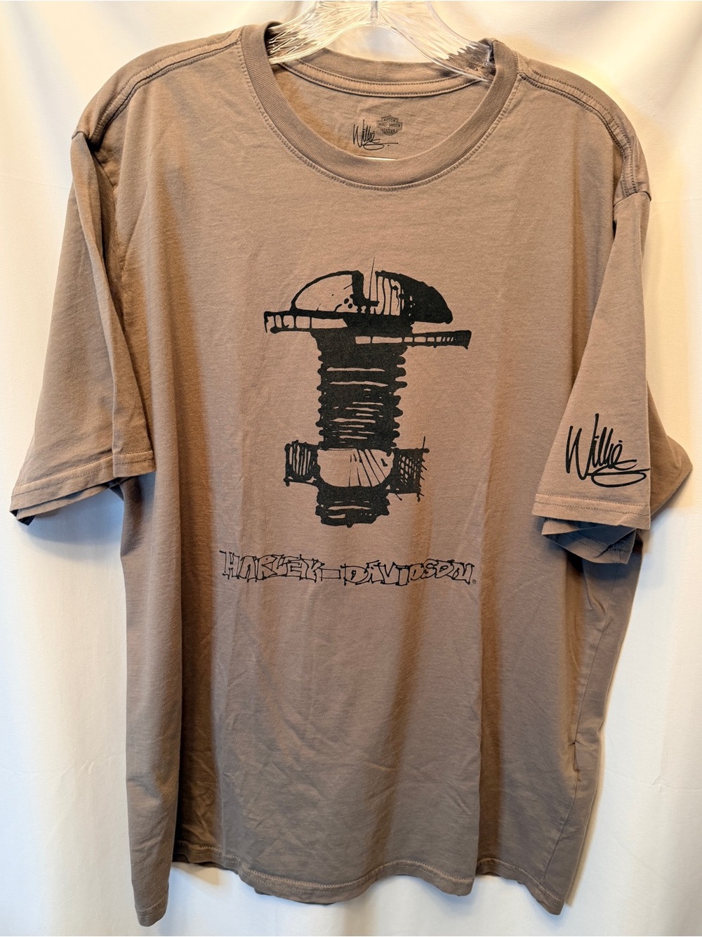 Harley-Davidson Size Large Willie Davidson Bolt Logo T-Shirt Gray/Brown Knit
